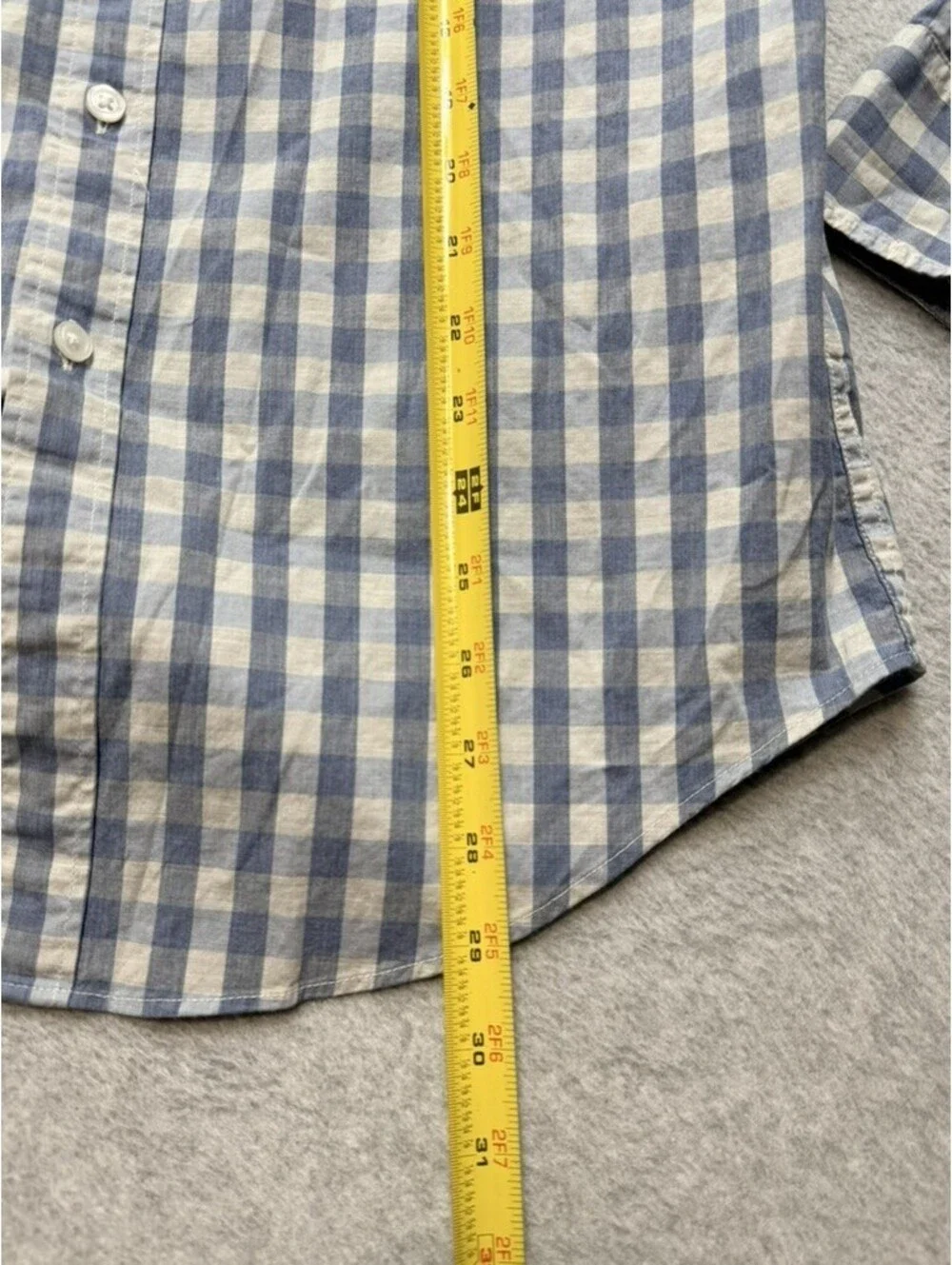 J Crew Mercantile Mens S Blue White Gingham Long Sleeve Button Down Flex Shirt